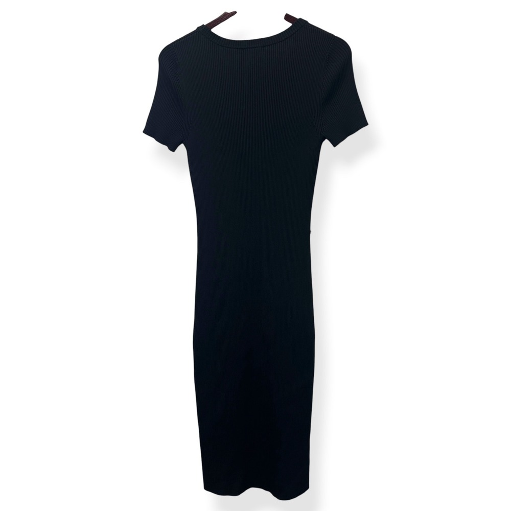 NEW Donna Karan Womens Ribbed Knit Midi Dress Black M Minimalist Quiet Luxury - Picture 3 of 8